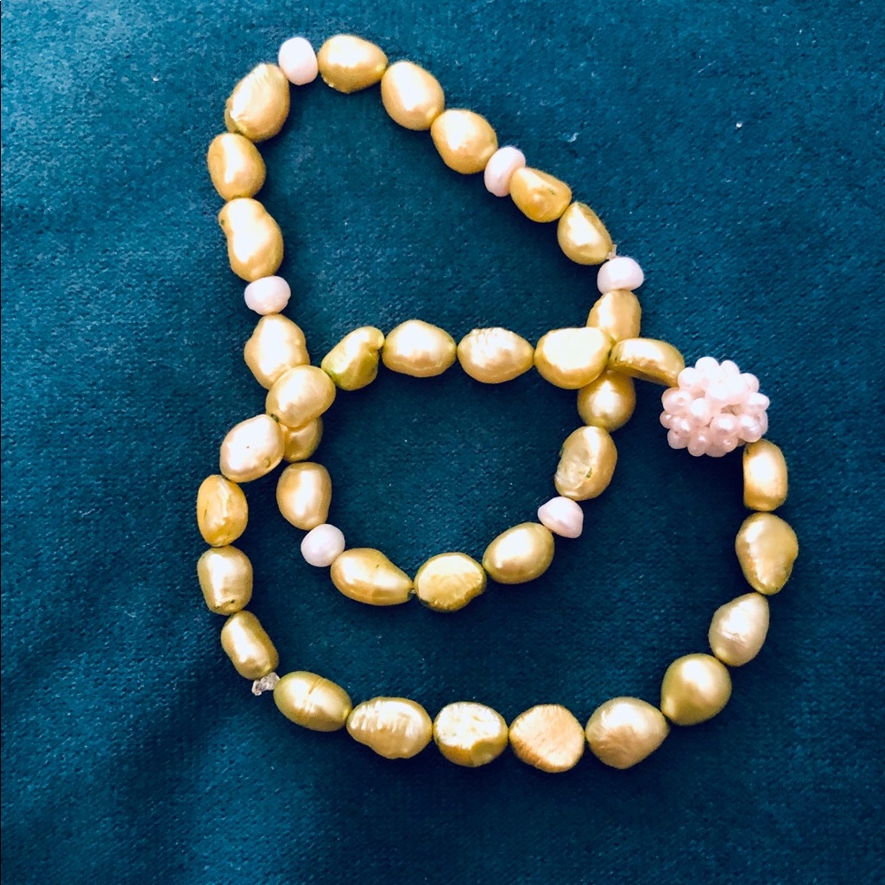 Two Freshwater Lime Green Pearly Stretch Bracelets